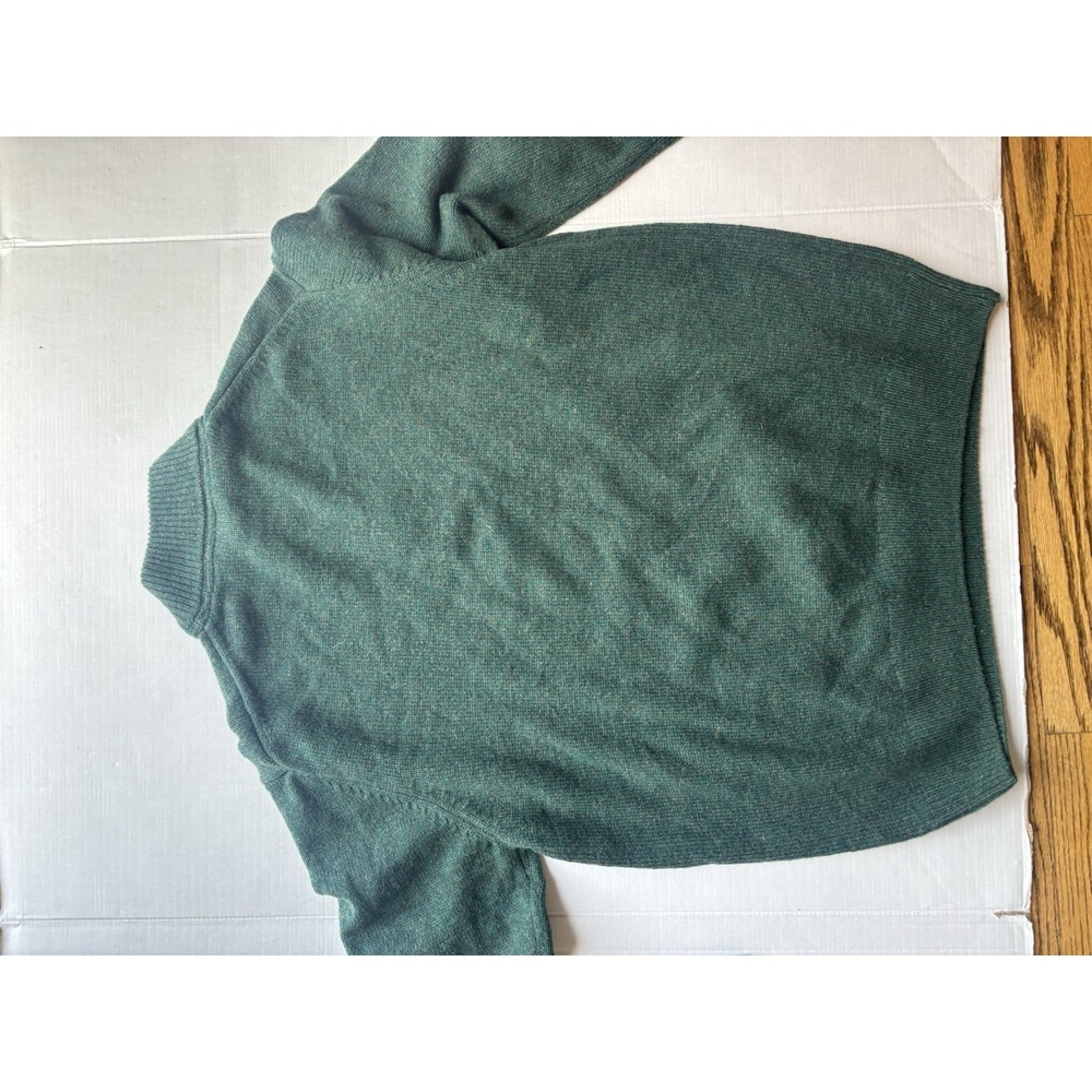 enzo mantovani wool 1/4 Button Mock Neck Sweater Sz Medium Green Mens - Picture 6 of 7